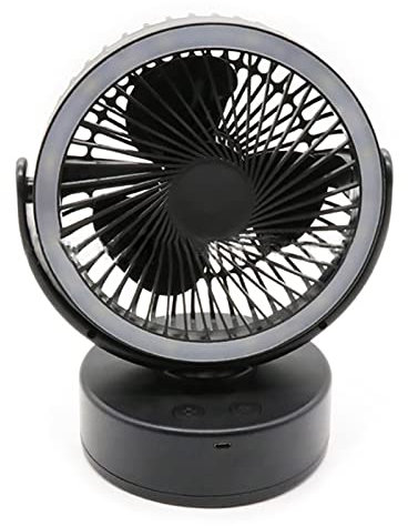 Ventilador De Techo USB Ventilador de Campamento con Ventilador de Techo de Linterna de Gancho Colgante operado/USB Cargando por Caminar pescando Picnic (Color : Black, Size : 17.5x12.9x22cm)