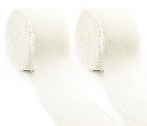 tenn well Geschenkband Elfenbeinweiß 40mm, 20M Chiffonband Breit Geschenkband Schleifenband für Geschenkverpackung Brautstrauß Basteln Geburtstag Hochzeit Dekoration