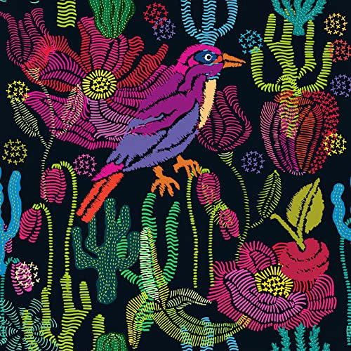 Wallderful Bird Wallpaper Green/Red/Black Peel and Stick Wallpaper for Bathroom Dark Floral Contact Paper for Cabinets Shelves Vinyl Vintage Renter Friendly Wall Paper Sticker Pull and Stick Removable