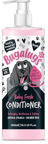BUGALUGS Dog Conditioner with Baby Fresh dog perfume, best grooming Conditioner for dogs, puppy & smelly pet that detangles & moisturises use with dog shampoo