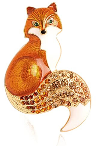 GFM® Fuchs-Brosche – Weihnachten, Geburtstag Muttertag – (Brch-FOX-ENM), S, Metall