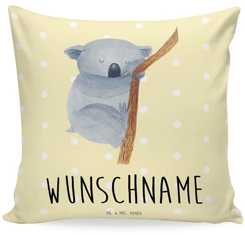 Mr. & Mrs. Panda Personalisiertes Kissen Koalabär - Personalisierte Geschenke, Tiermotive, Gute Laune, Wunschname, Traumland, Kopfkissen, Name,
