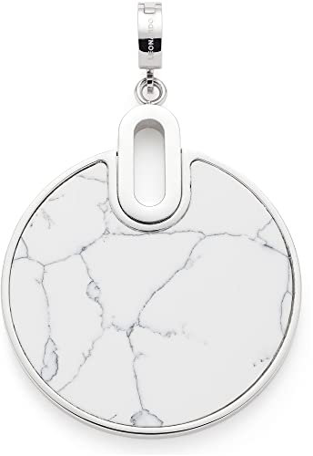 JEWELS BY LEONARDO Anhänger Clip & Mix Marmori • Ketten-Anhänger aus silberfarbenem Edelstahl • rundes Amulett aus Marmor-Stein • Clip M (4,8 mm Ø) • Schmuck Geschenk für Frauen • 022881