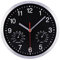 VINILITE Radio-Controlled Wall Clock with Thermometer and Hygrometer Silent Stainless Steel Frame Wall Clocks Battery Operated for Kitchen, Living Room, Bedroom, Office, 25 x 25 cm