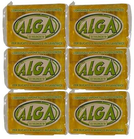 Savon Algue écologique biodégradable à l'huile de coco pour lessive à la main et machine à laver 6 pains de 400 g