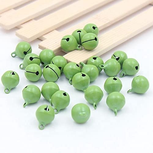 SHTGOI 50 Stücke Glöckchen Schellen Glocke 14mm Kleine Glocken Metallglöckchen Schlittenglocken Bastelglocken für Weihnachtsdekoration Schmuckherstellung Haustierhalsbänder Schlüsselbund Grün
