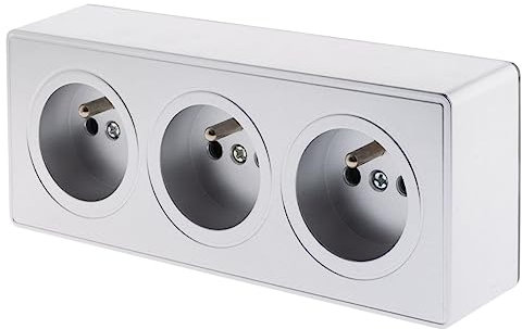 Prise triple 16A en saillie Silver - Vulco - Zenitech