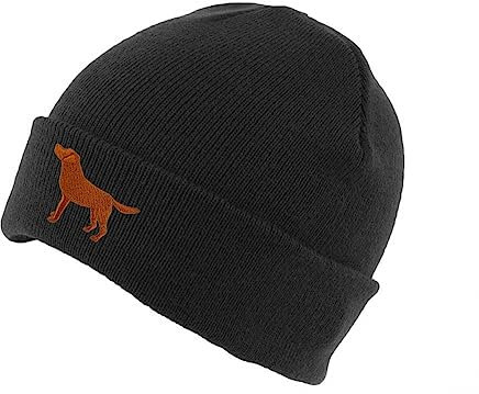 The House Of Dog Fox Red Labrador Retriever Besitzer Geschenk Klassische Manschette Unisex Beanie Skimütze mit gesticktem Design, Schwarz , Einheitsgröße