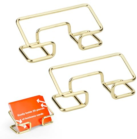 lasuroa Lot de 2 porte-cartes de visite de bureau en métal doré pour cartes de visite, organiseur de cartes de visite, organisateur de cartes de visite pour homme et femme, fournitures de bureau