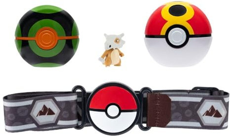 Pokémon PKW3644 - Clip and Go Gürtel Set - Finsterball, Wiederball & Tragosso, offizielles Set mit Figur