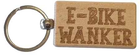 Decalarama E-Bike Keyring Gift E-Bike Wanker Cute Engraved Wooden Bicycle Rider Key Fob Fun Novelty Nice Custom Present