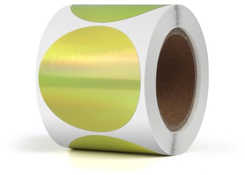 YIKIADA Gold Punkte Thermo Etiketten Vinyl 50 mm Selbstklebend Rolle Adressaufkleber Wasserdicht Drucker Glitter Aufkleber für Logo Barcode QR Code Kinder Office Home 200 Stück