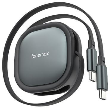 Saddgo Câble de charge rétractable USB C vers USB C 60 W USB 2.0 480 Mbps pour téléphone et tablette 119,4 cm de long en plastique