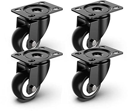 1,6 Zoll Durchmesser, strapazierfähig, 200 kg, schwarze Polyurethan-Lenkrollen, Trolley-Möbel, Packung mit 4 Rollen