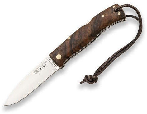Joker Bushcraft-Messer ARTICA NN156 mit Griffen aus Walnussholz, 8 cm 14c28n D2 Klinge, Werkzeug für Angeln, Jagen, Camping und Wandern