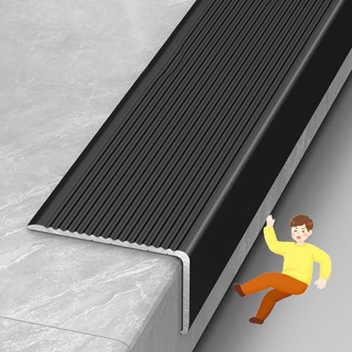 Profilé D'escalier En Aluminium En Forme De L 1 Pièce Nez De Marche Profilé D'escalier Protecteur De Bord D'escalier Moulure De Protection Des Bords Pour L'extérieur Et L'intérieur ( Color : Nero , Si