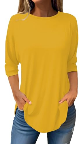 SCBFDI Italienische Mode Damen, Oberhemd Damen Loungewear Sommer Modern | 3/4 Ärmel Übergrößen Slim Fit Light Trikot für Damen Rundhals