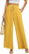BEIGAI Damen Hosen Weite Lose Gerade Geschnitten Palazzo Hose Hohe Taille Dehnbar Lounge Elegante Hose mit Taschen,Hellgelb,L