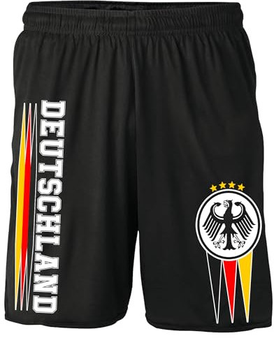 UGLYSHIRT Deutschland Shorts | Deutschland Fanartikel EM 2024 Germany Fußball WM Flagge Deutschland Kurze Hose Deutschland Hose | M12 Schwarz (L)