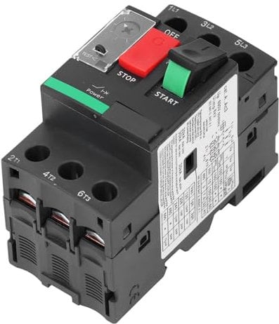 Interruptor de Protección del Motor de 1,6-2,5 A, Interruptor de Protección del Motor con Terminal de Tornillo 3P, Corriente Ajustable, Fácil de Mantener para Cargas Capacitivas