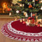 Weldomcor Falda Grande de Árbol de Navidad, 90 cm 3D De Punto Con Alces y Copo de Nieve, Decoración Manta Tapete Para Patas de Árbol, Rojo