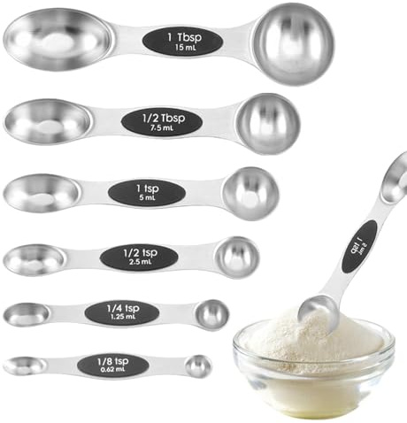 Measuring Spoons, Stainless Measuring Spoons, Stainless Steel Measuring Spoons Set, 6 Pieces Stainless Steel Measuring Spoons with Leveler, Reusable Measuring Spoon for Cooking Fo