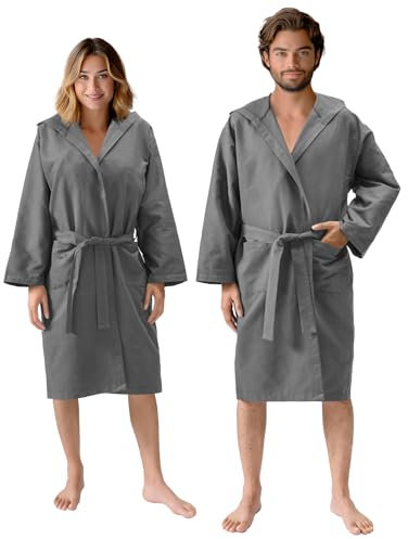 JEMIDI Albornoz hombre microfibra - Albornoz mujer y hombre ducha - Albornoz de microfibra para SPA sauna surf cambiador playa natación - Con bolsa de transporte - Talla XL