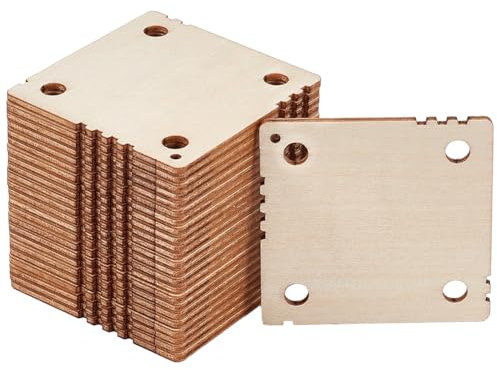 BENECREAT 24 Stück quadratische Webkarten, 46x46mm 4 Löcher Webkarten handgefertigte Webwerkzeuge für Webstuhl-Webbedarf, Brettchenweberei, Webstuhl-Webbedarf, blanchierte Mandel