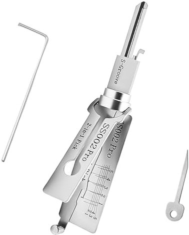 Schlüsseldecoder,Schlüsseldecoder Aus Edelstahl,Schlüssel Decoder,Schlüssel Decoder Aus Edelstahl Mit Kleiner Schraubenschlüssel Und Kammwerkzeug,2-in-1 Schlosser-Werkzeug für Auto (Ss002 Pro,1PCS)
