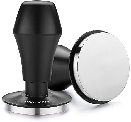 Normcore 58,5 mm Kaffeestampfer V4.1 mit Klick-Sound-Feedback, federbelasteter Tamper mit flachem Boden aus Edelstahl, kompatibel mit 58 mm Espressomaschinen Siebträger, Schwarz