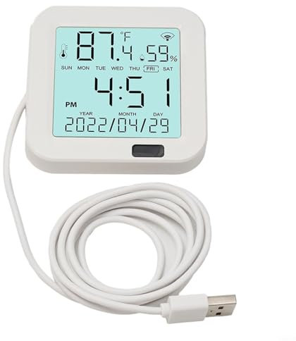 FUANA Smart Humidity Temperature Monitor With LCD Screen Portable Smart Thermometer Hygrometer Sensor App Remote Monitor Room Thermometer Indoor For Baby,Pet,Garden,Office