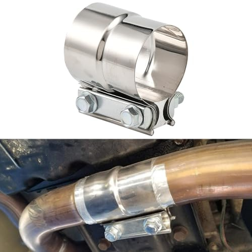 Blueshyhall Auspuffschelle, Rohrverbinder Edelstahl mit M10 Verzinkte Schraube Mutter, Universalle Auspuff Reparaturset Doppelschell, Klemmen für Auspufftopf, Katalysatoren, Abgasanlagen (76mm/3)