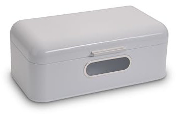Echtwerk stilvoller Brotkasten, Retro-Brotbox aus Metall mit Sichtfenster, Platzsparende Aufbewahrungsbox, Weiß, 42,5 x 23,8 x 17 cm