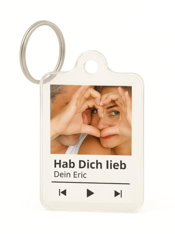 Pet-Jos Spotify Schlüsselanhänger mit Foto, Personalisierter Schlüsselanhänger, Spotify Acrylglas Musikplakette, Fotogeschenk für Sie & Ihn