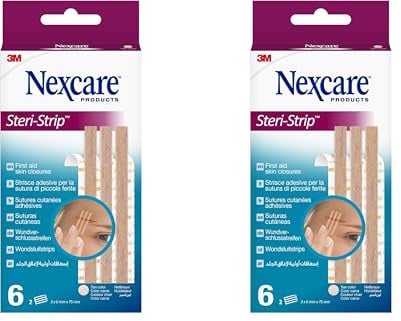 Nexcare Steri-Strip Suturas cutánea, color piel, 6 mm x 75 mm, 6/paquete (Paquete de 2)