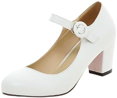 Schöne Damenschuhe Spring Round Toe Casual Low Top Large Size Women's ShoesWomens Block High Heel Platform Shoes Ankle Strap Mary Jane Shoes Round Toe Stiefletten (WH1, 37)