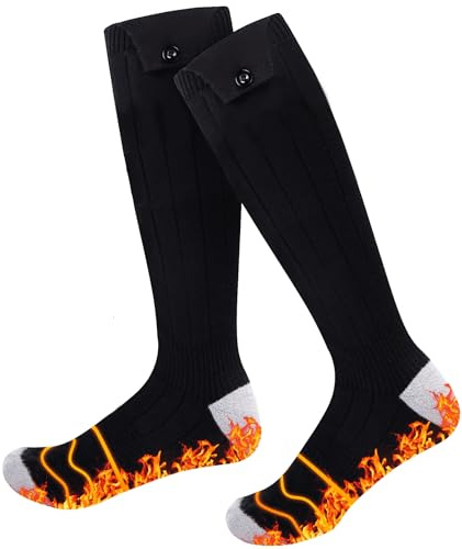 Heated Socks for Men Women - Rechargeable, Washable, Electric Heated Socks Up to 8 Hours with 4 Heating Levels for Hunting,Camping,Hiking,Skiing,Walking,Fishing,Cycling,Outdoor Work (Black&Light Grey)