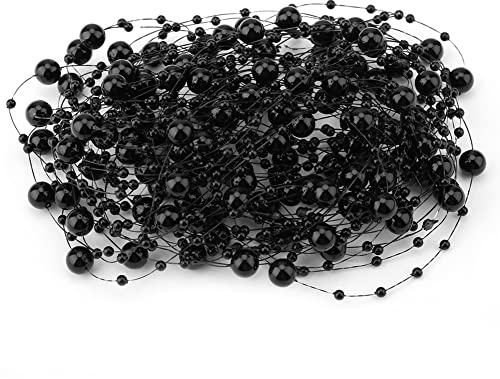 KooingTech 10m Perlenband, Perlenkette Perlengirlande, Schwarz | Perlenband Perlenkette Für Hochzeit, Kleidung, DIY Handwerk