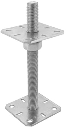 Heavy Duty Galvanised Height Adjustable Pergola Post Support - Adjustable Post Foot - Post Base - M24 (80x80mm)