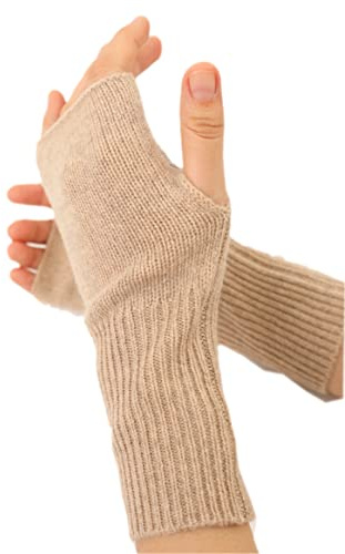 Prettystern Unisex 2-fädige dick gestrickte Kaschmir Pulswärmer Halb-handschuhe Hand-Stulpen Fingerlose