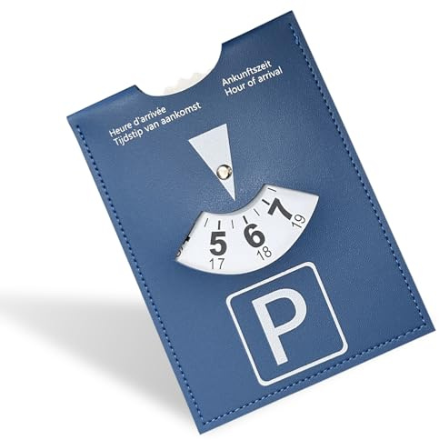 Simsky Parkscheibe, 2 Stück, 11 x 15 cm, aus weichem Kunstleder, Premium Auto Parkuhr mit klarer Zeitangabe, für Auto, Motorrad, Wohnmobil