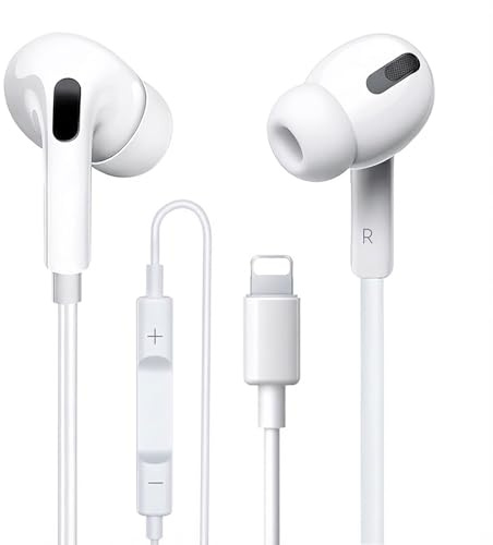 Auricolari cablati per iPhone, auricolari per iPhone Intra-Ear [certificati MFi] Cuffie con cancellazione del rumore stereo HiFi con microfono e controllo del volume, compatibili con iPhone 14 Pro Max