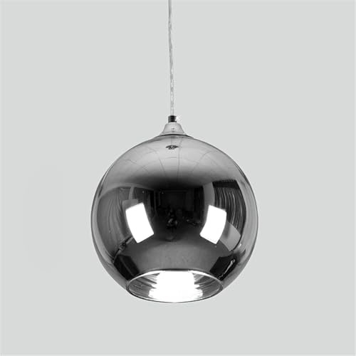 ZLXASXOU Lámpara Colgante de Bola de Cristal Oro Rosa para decoración del hogar con Acabado de Espejo Cromado, lámpara de Techo Redonda Moderna para mesita de Noche, Plateada, para Isla de
