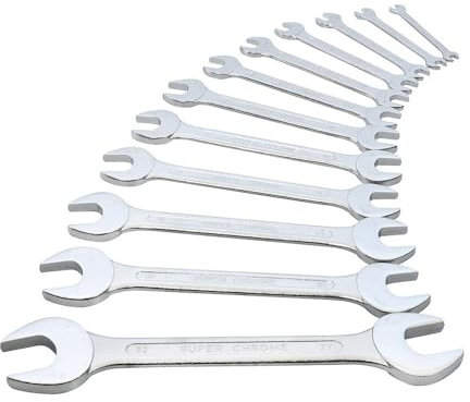 12 Clés fourche acier chromé de 6 à 32 mm SUPER CHROME 6x7-8x9-10x11-12x13-14x15-16x17-18x19-20x22-21x23-24x26-25x28-27x32 mm