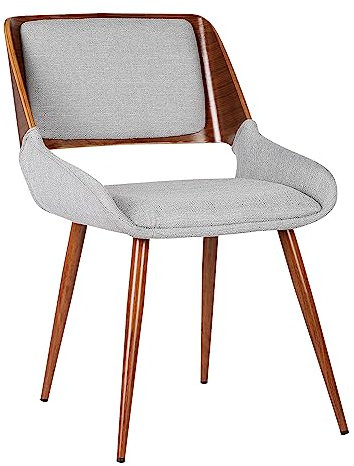 Armen Living Panda Mid-Century - Silla de Comedor con Acabado de Nogal y Tela Gris