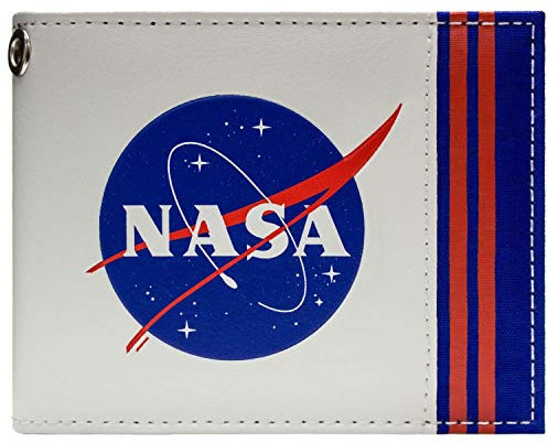 NASA Raumfahrtagentur Patch Astronaut Raumfahrtanzug Geldbörse/Geldbeutel Bi-Fold ID & Kartenhalter, Weiß