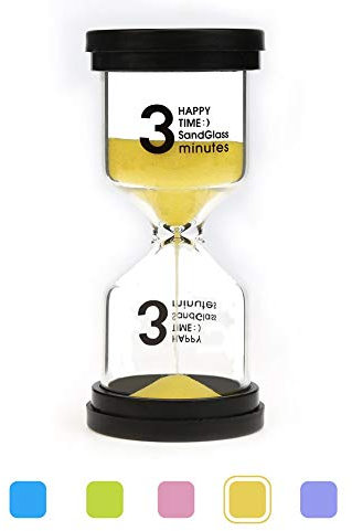 Veoley Sablier coloré pour enfants et adolescents 3 minutes jaune