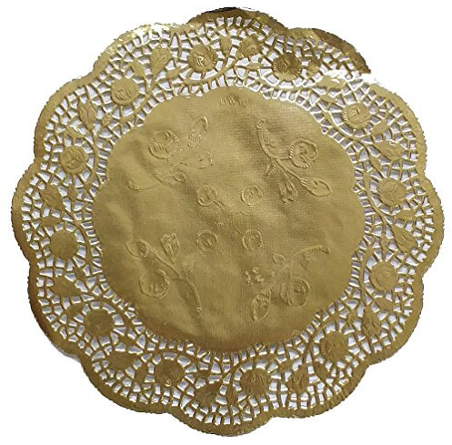 Kunze Tortenspitze, Spitzenpapier rund, geprägt, 100 Stück (Gold, Ø 24 cm)