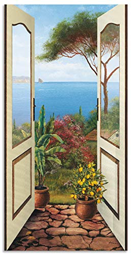 ARTland Wanddeko Wandbild Alu Verbundplatte für Innen & Outdoor Bild Fensterblick Garten Meer Landschaft Küste Natur Meerblick D4NO