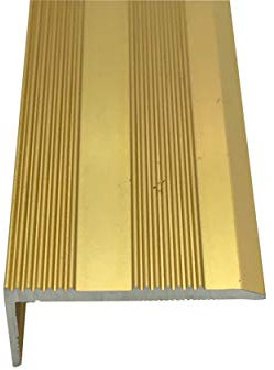 Grandismo® 3ft - Stair Nosing 9mm - Stick-Down Edging Tread Strip - Tile/Laminate/Wood Aluminium to Vinyl or Carpet - Threshold Metal Door Trim/Edging - Gold Colour